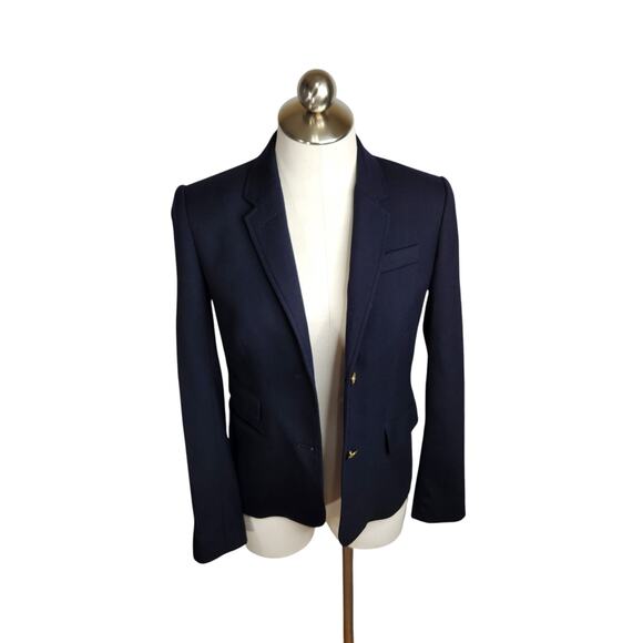 J. Crew Schoolboy Blazer Womens Size 4 Navy Blue Gold Buttons‎ Wool Blend Lined - Picture 2 of 12